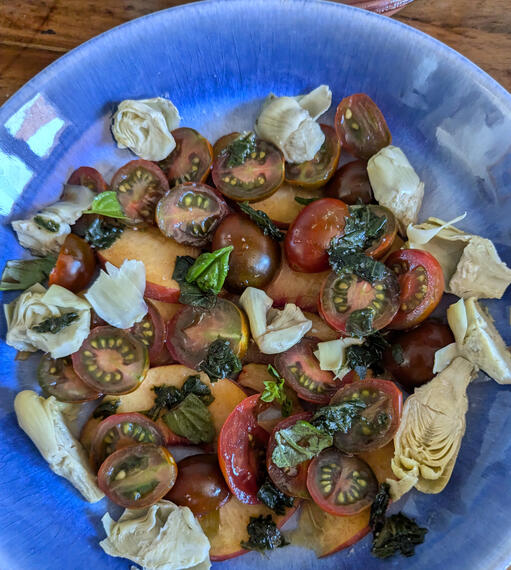 Summer Cherry Tomato salad with Marinated 'Cabuches' (bud of Barrel Cactus) Summer Cherry Tomato salad with Marinated 'Cabuches' (bud of Barrel Cactus)